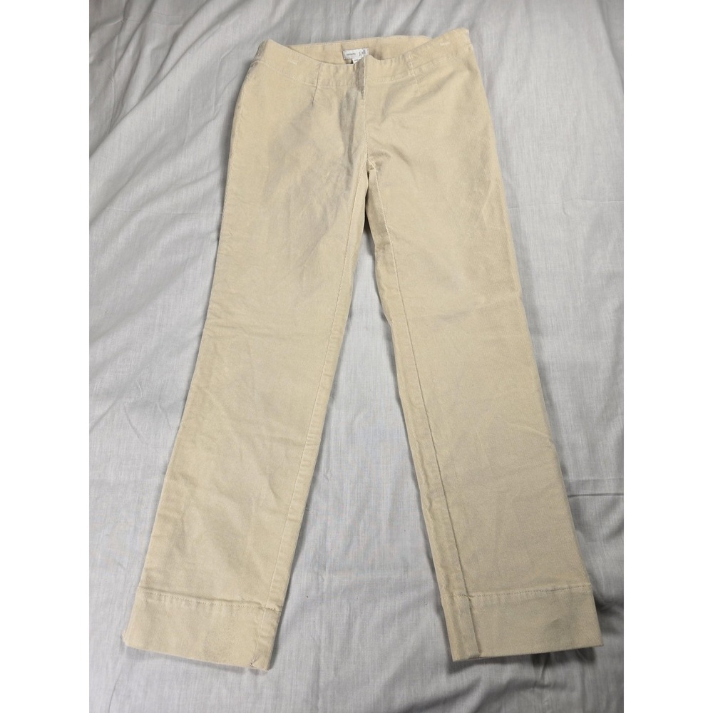 J Jill Pants Womens 0P Beige Corduroy Dress Stretch Straight Leg Slit Hem Petite
